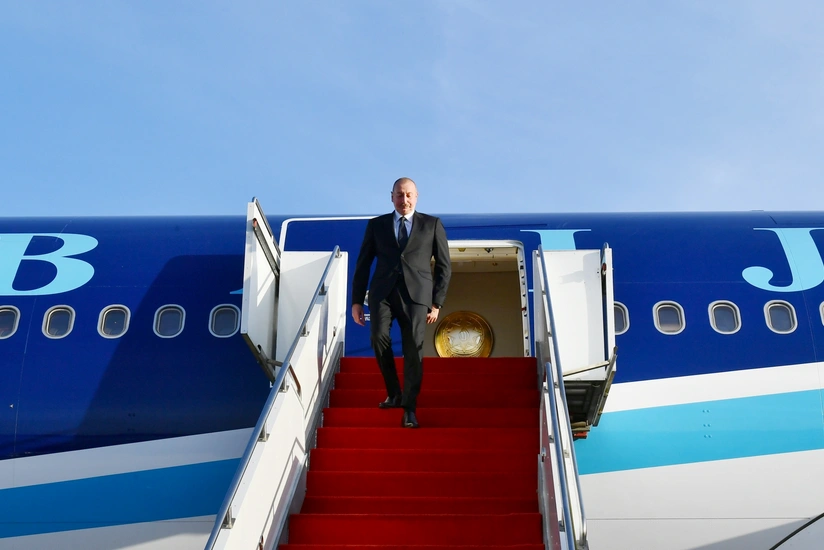 Ilham Aliyev arrives in Kazakhstan