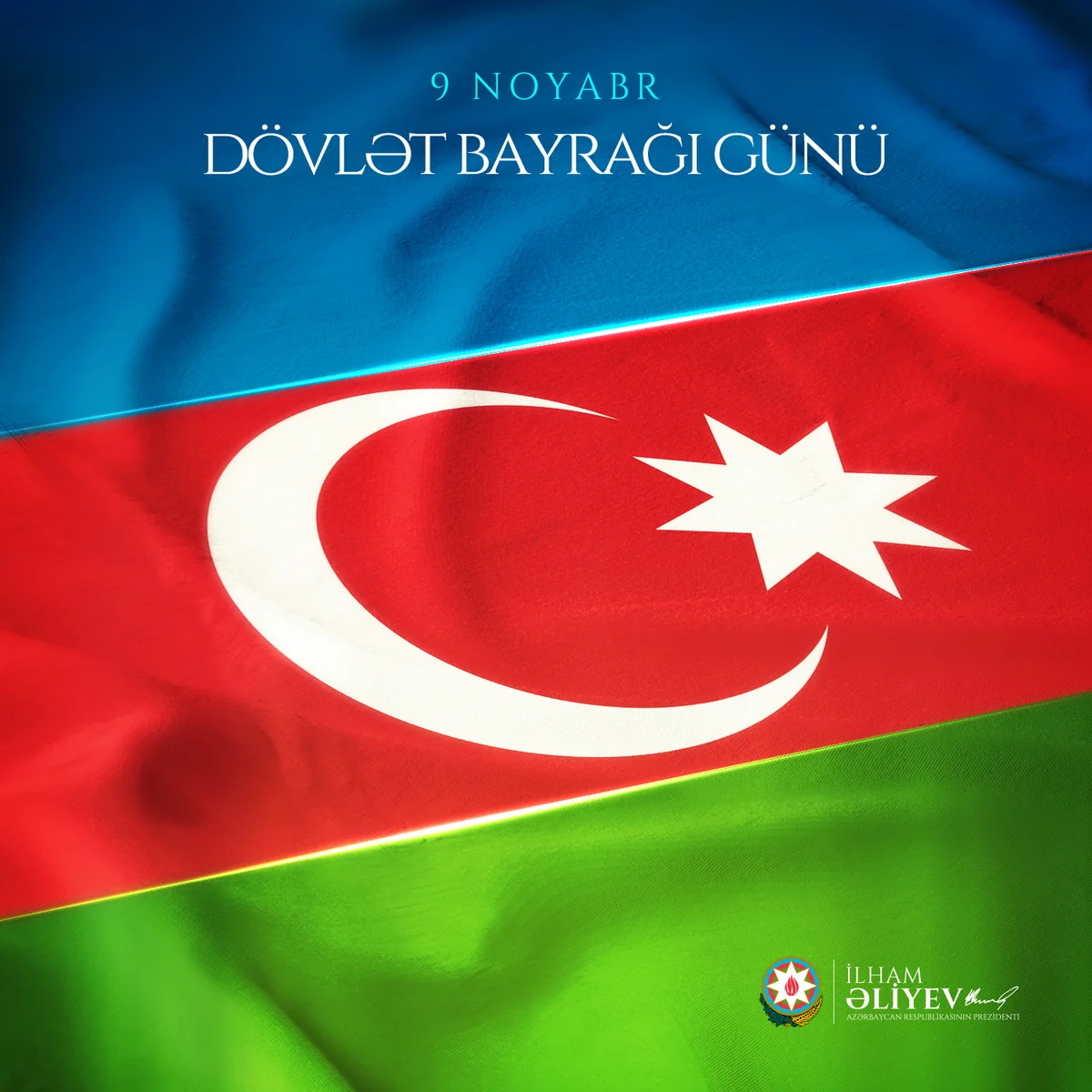 İlham Əliyev Dövlət Bayrağı Günü ilə bağlı paylaşım edib