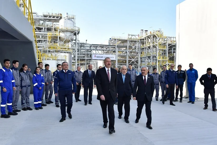 Президент Ильхам Алиев принял участие в открытии завода SOCAR Karbamid в Сумгайыте