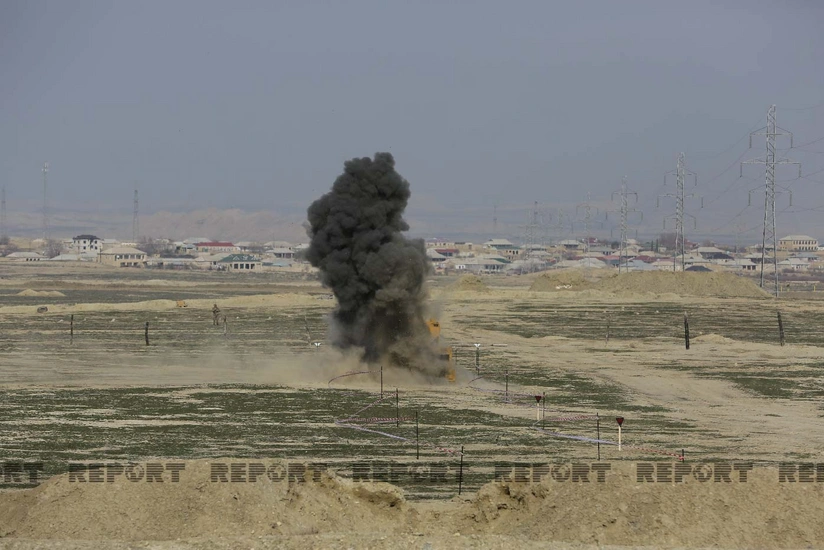 Tractor blown up by mine in Azerbaijan’s Aghdam