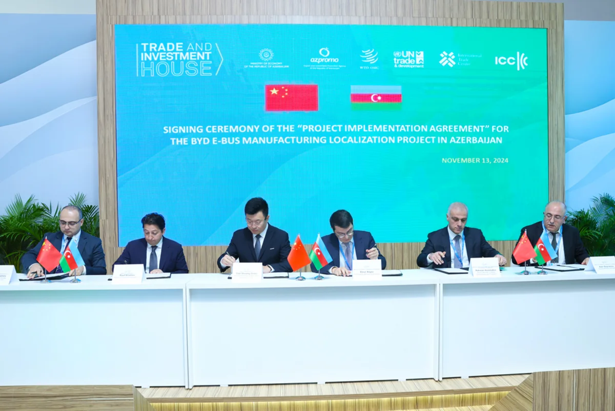 Azərbaycan və BYD elektrikli avtobus istehsalının lokallaşdırılmasına dair sənəd imzalayıb