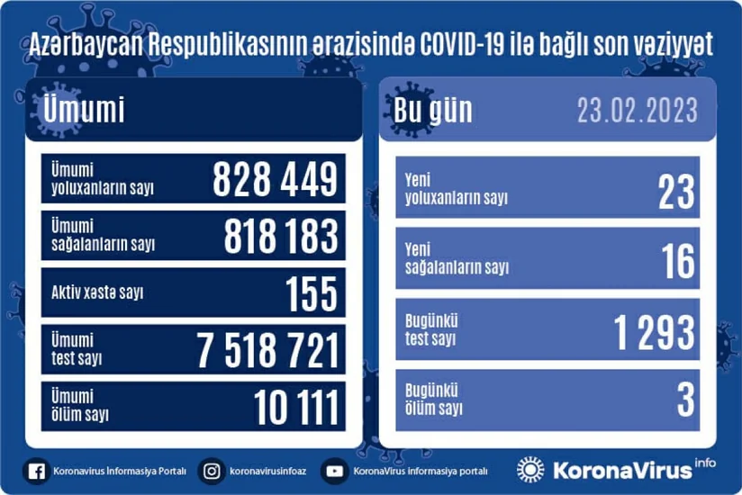 В Азербайджане за сутки 23 человека заразились коронавирусом