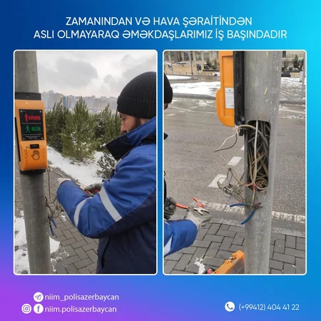 Bakıda qarlı hava günlərində yol qəzalarında 5 svetofor dirəyi, 1 idarəetmə və 1 elektrik qutusuna zərər dəyib