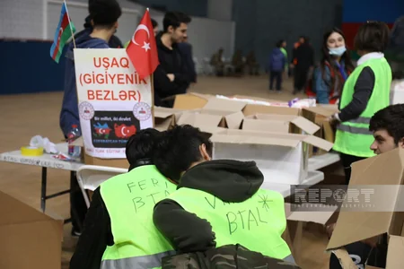 Bakıdan Türkiyəyə yardımın 8-ci günü: Təkcə dünən 21 TIR göndərdik