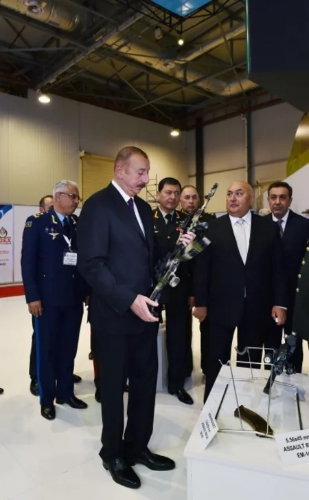 President Ilham Aliyev views 3rd Azerbaijan International Defense Exhibition ADEX 2018
