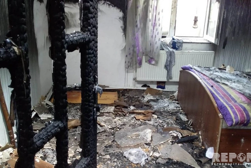 Xəzər rayonunda gözdən əlilin evi yanıb - FOTOLAR - VİDEO - YENİLƏNİB