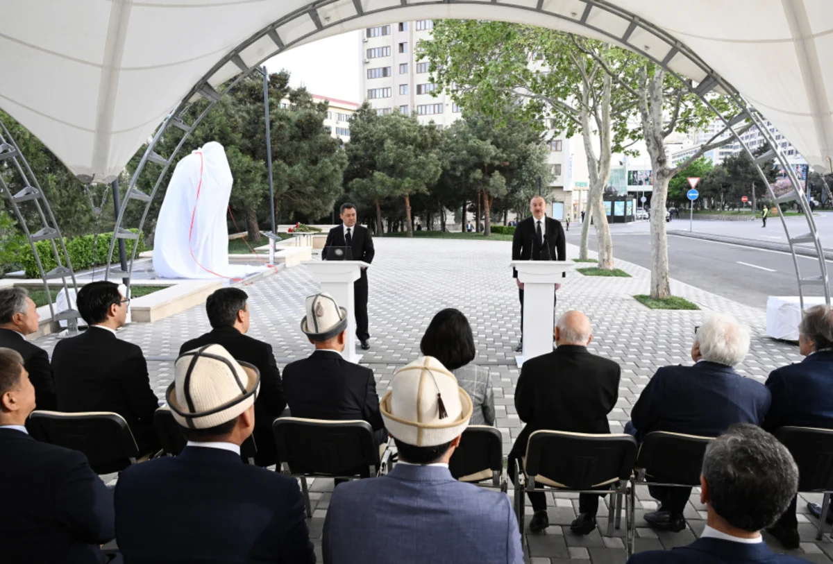 İlham Əliyev və Sadır Japarov Bakıda Çingiz Aytmatovun abidəsinin açılış mərasimində iştirak ediblər - YENİLƏNİB-2