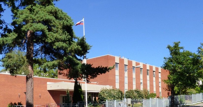 Russian embassy in Sweden says drone dumped paint on its trade mission