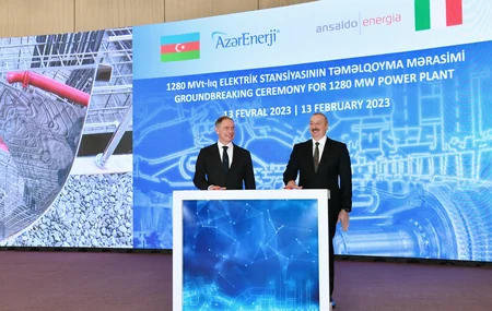 Groundbreaking ceremony held for 1,280-MW thermal power plant, largest in Azerbaijan's independence period - UPDATED