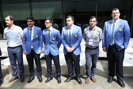 Crystal Hall hosts a meeting with Azerbaijani national chess team