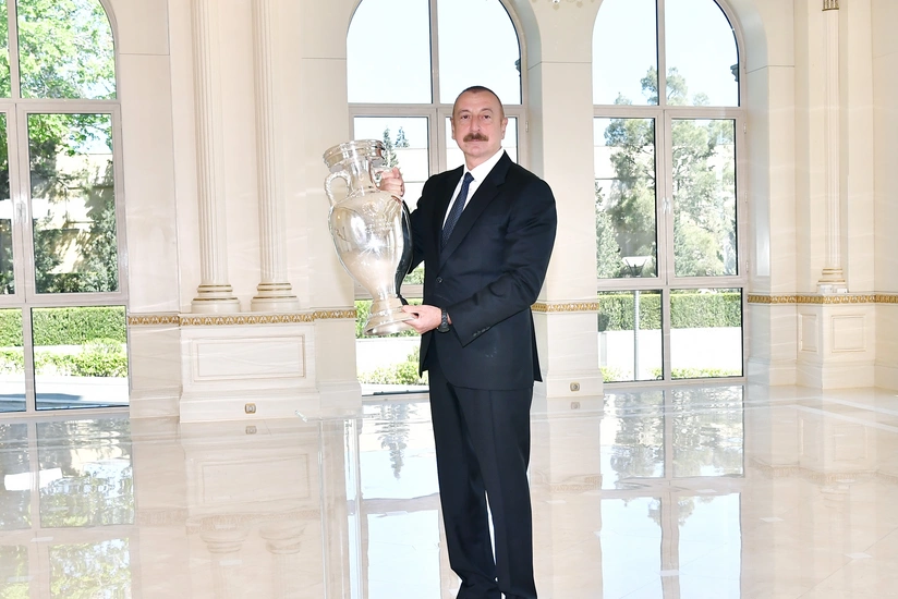 EURO 2020 cup presented to President Ilham Aliyev