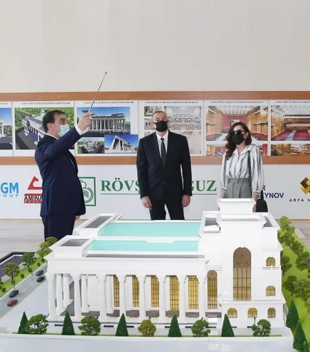 Prezident Gəncə Dövlət Dram Teatrının yeni binasının tikintisi ilə tanış olub - YENİLƏNİB