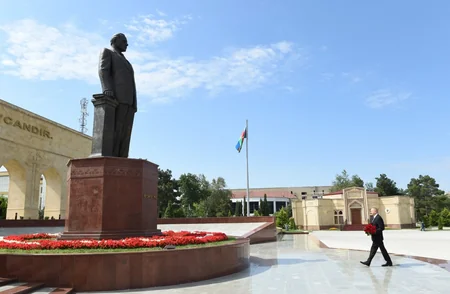 President Ilham Aliyev arrives in Shirvan city