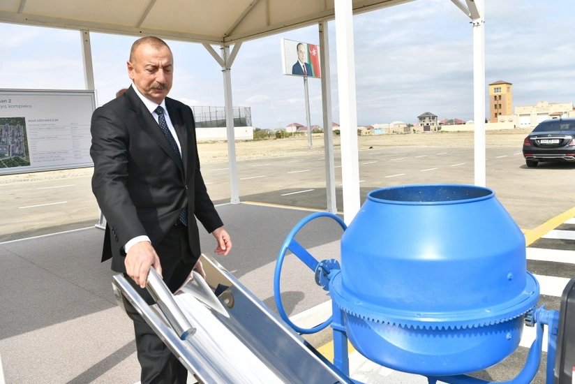 President Ilham Aliyev lays foundation stone for another residential complex in Sumgayit as part of preferential housing project