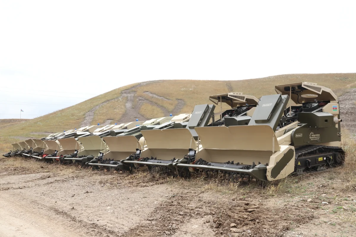 Ten Azerbaijani-made Revival P demining vehicles involved in ANAMA operations