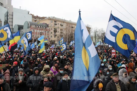 Сторонники Петра Порошенко проводят в Киеве акцию протеста
