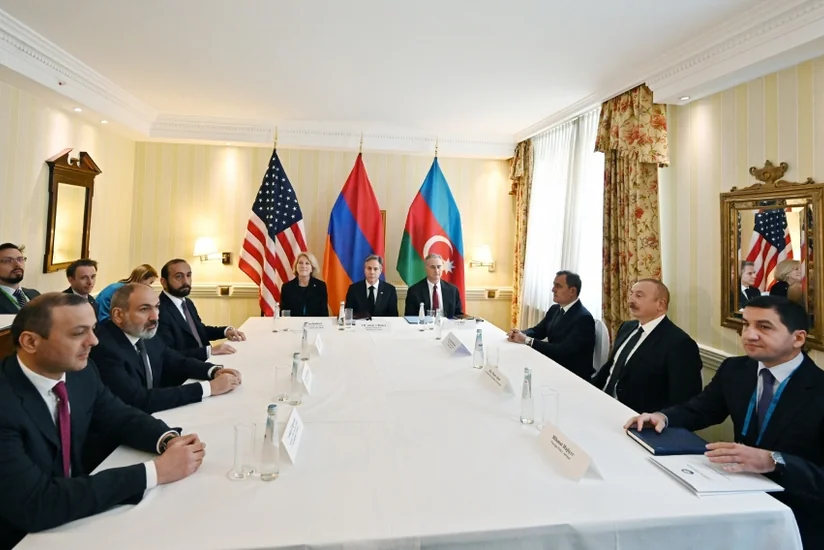 В Мюнхене состоялась совместная встреча Ильхама Алиева с госсекретарем США и премьер-министром Армении