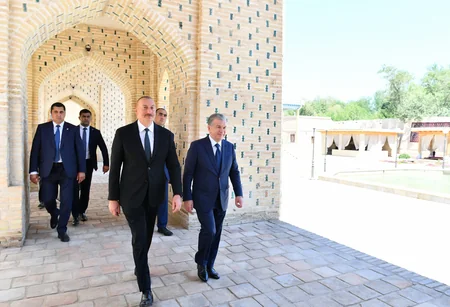 President Ilham Aliyev views Nurullaboy Palace Complex in city Khiva