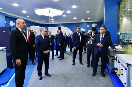 President Ilham Aliyev, President Shavkat Mirziyoyev view activity of Technopark LLC in Tashkent