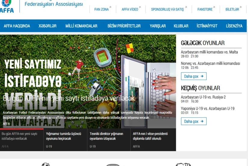 ​AFFA-nın yeni saytı istifadəyə verilib