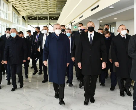 Azərbaycan və Türkiyə prezidentləri Füzuli Beynəlxalq Hava Limanının açılışında iştirak ediblər