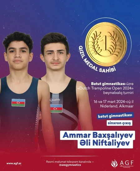 Azərbaycanın iki gimnastı Niderlandda qızıl medal qazanıb