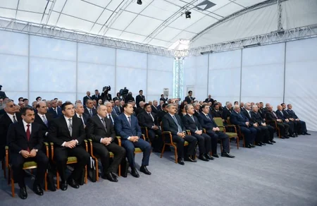 President Ilham Aliyev attended the opening of Shamkirchay water reservoir