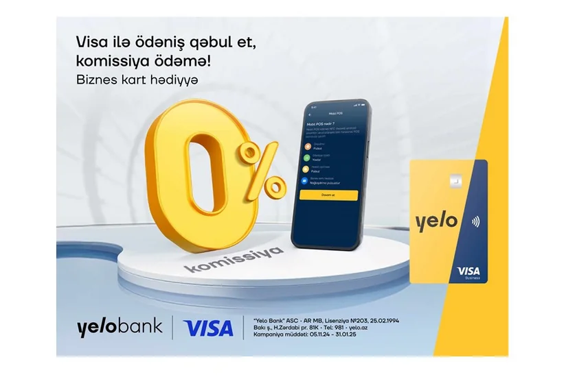 Yelo Mobil POS ilə Visa kartlarından ödənişlərinizi komissiyasız qəbul edin!
