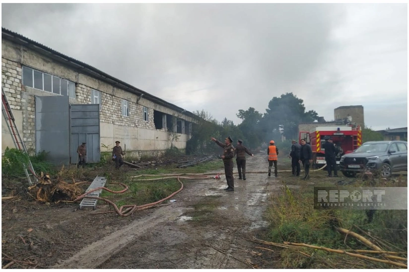 Tovuzda keçmiş şərab zavodunun ərazisində baş verən yanğın söndürülüb - YENİLƏNİB - 2