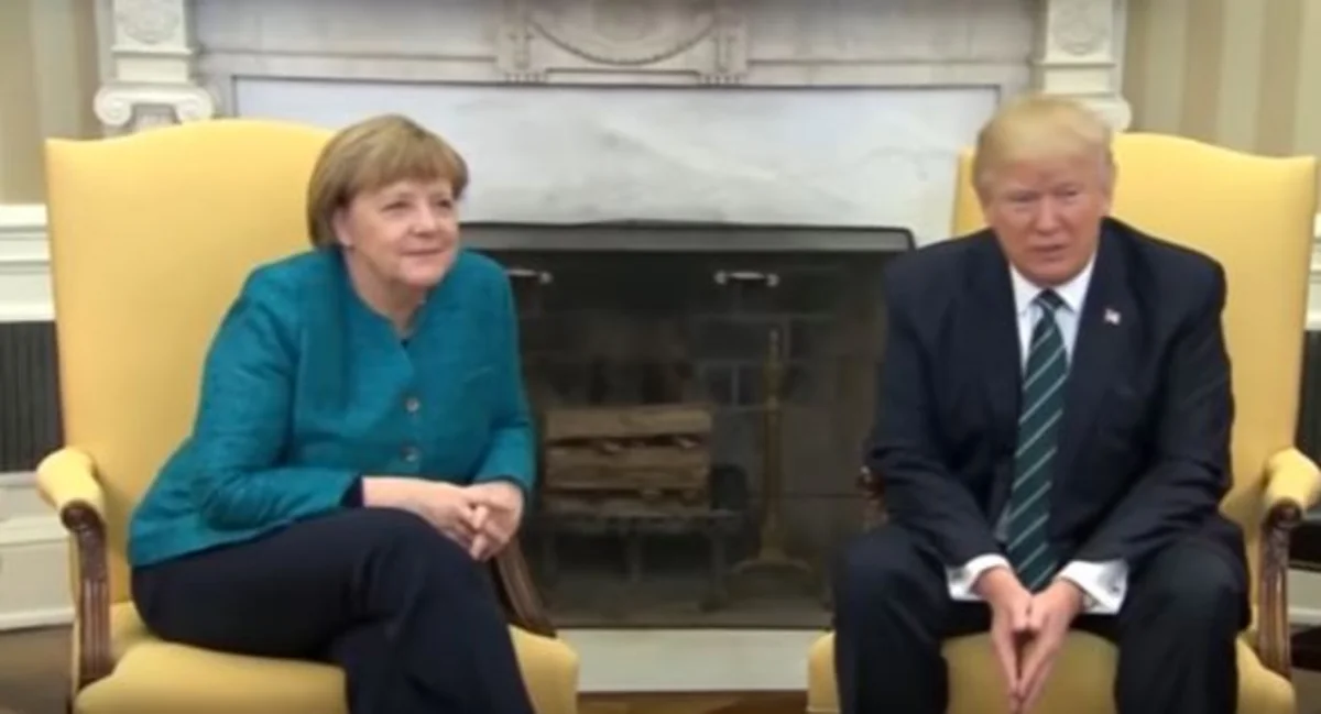 Tramp Merkel ilə əl verməmək söhbətinə yenidən aydınlıq gətirib - VİDEO