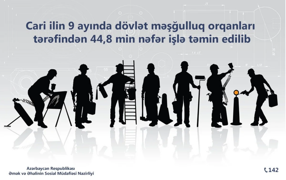 Nazirlik bu ilin 9 ayında 44,8 min nəfəri işlə təmin edib