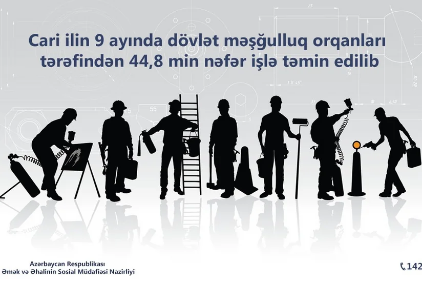 Nazirlik bu ilin 9 ayında 44,8 min nəfəri işlə təmin edib