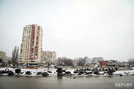 Bakının qarlı mənzərəsi - FOTOREPORTAJ