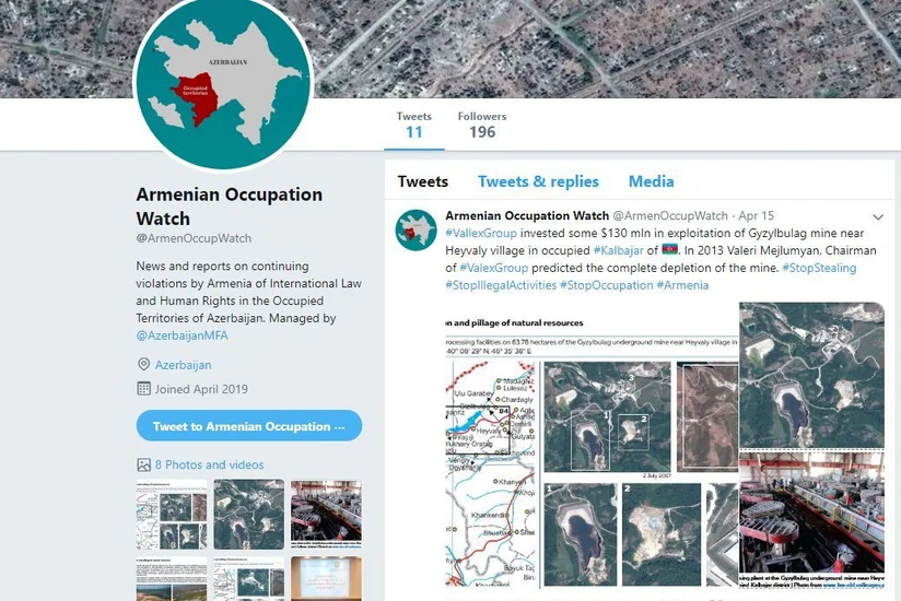 МИД Азербайджана создал в Twitter профиль Armenian Occupation Watch