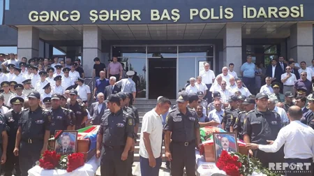 Gəncədə şəhid olan polis zabitləri dəfn edilib - VİDEO - YENİLƏNİB-2