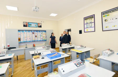 President Ilham Aliyev views school-lyceum No 62 in Nizami district after major overhaul
