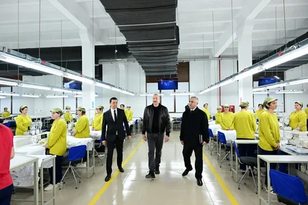 President Ilham Aliyev inspected operations of Khankandi garment factory
