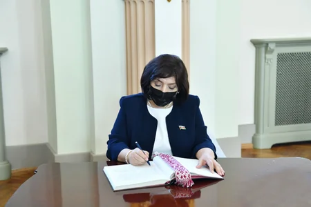 Sahibə Qafarova Riqada  Latviya Seyminin sədri ilə görüşüb