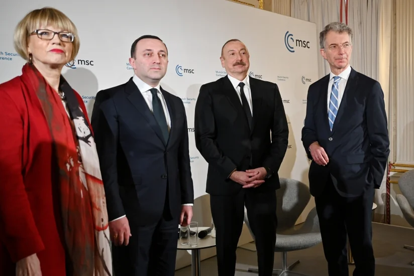 President Ilham Aliyev interviewed by Azerbaijani TV channels in Munich