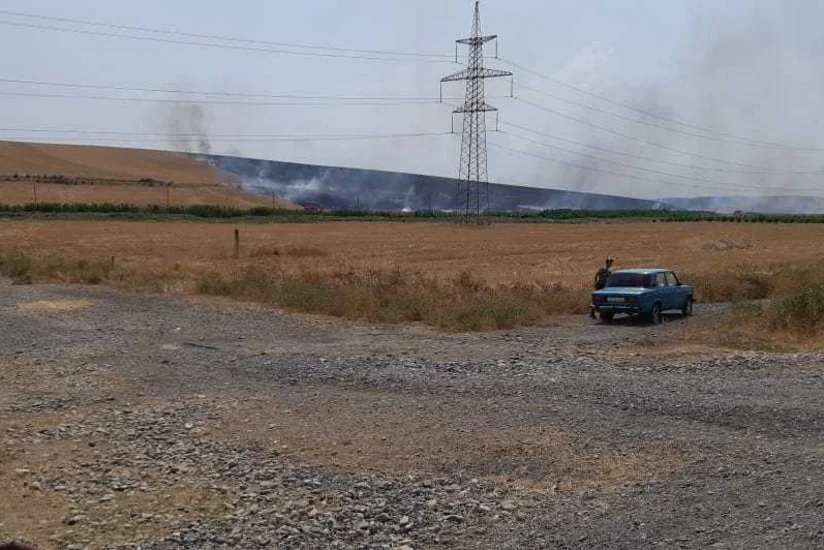 Göyçayın 3 kəndində 100 hektara yaxın otlaq və taxıl sahələri yanır
