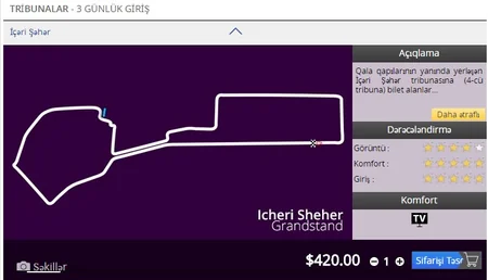 ​Bakıda keçiriləcək Formula 1 üzrə Avropa Qran Prisinə biletlərin qiymətləri bahalaşıb