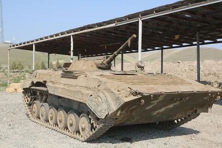 Abandoned enemy equipment on battlefield