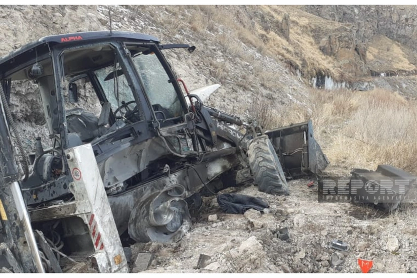 Кадры с места подрыва на мине в Кяльбаджаре восьми человек