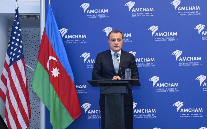 Ceyhun Bayramov Amerika Ticarət Palatasının tədbirində çıxış edib