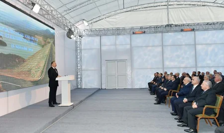 Azərbaycan Prezidenti Şəmkirçay su anbarının açılış mərasimində iştirak edib