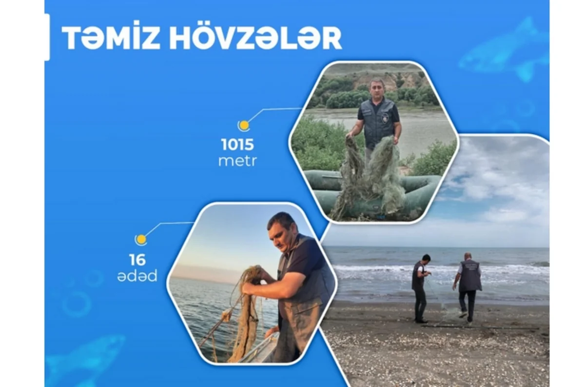 “Təmiz hövzələr” aksiyası çərçivəsində sintetik torlar su hövzələrindən yığışdırılıb