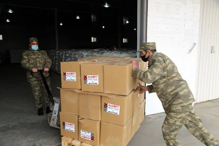 Müdafiə Nazirliyi İğdırdan göndərilən yardımı qəbul edib