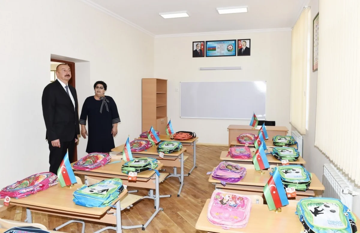 President Ilham Aliyev views newly-reconstructed school No 187 in Mashtagha settlement