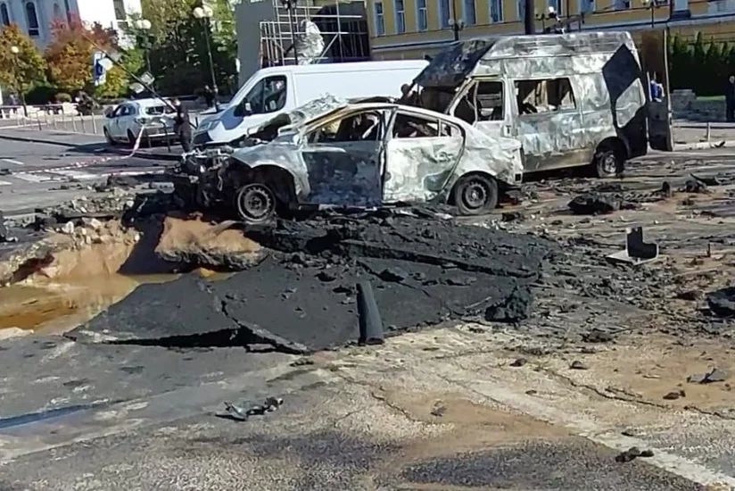 Kiyevin raket hücumuna məruz qalmış mərkəzi hissəsi - FOTOREPORTAJ