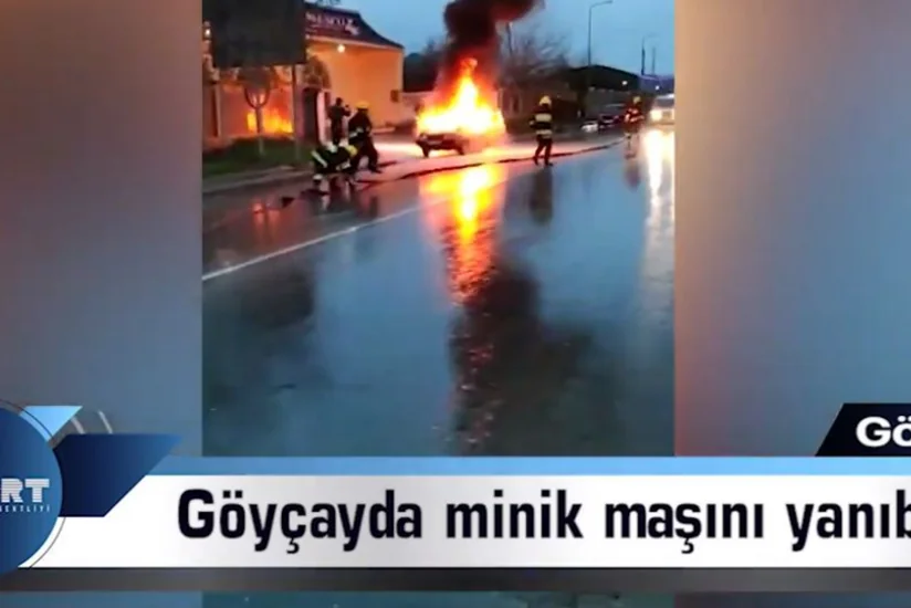 В Гейчайском районе Азербайджана сгорел автомобиль - ВИДЕО
